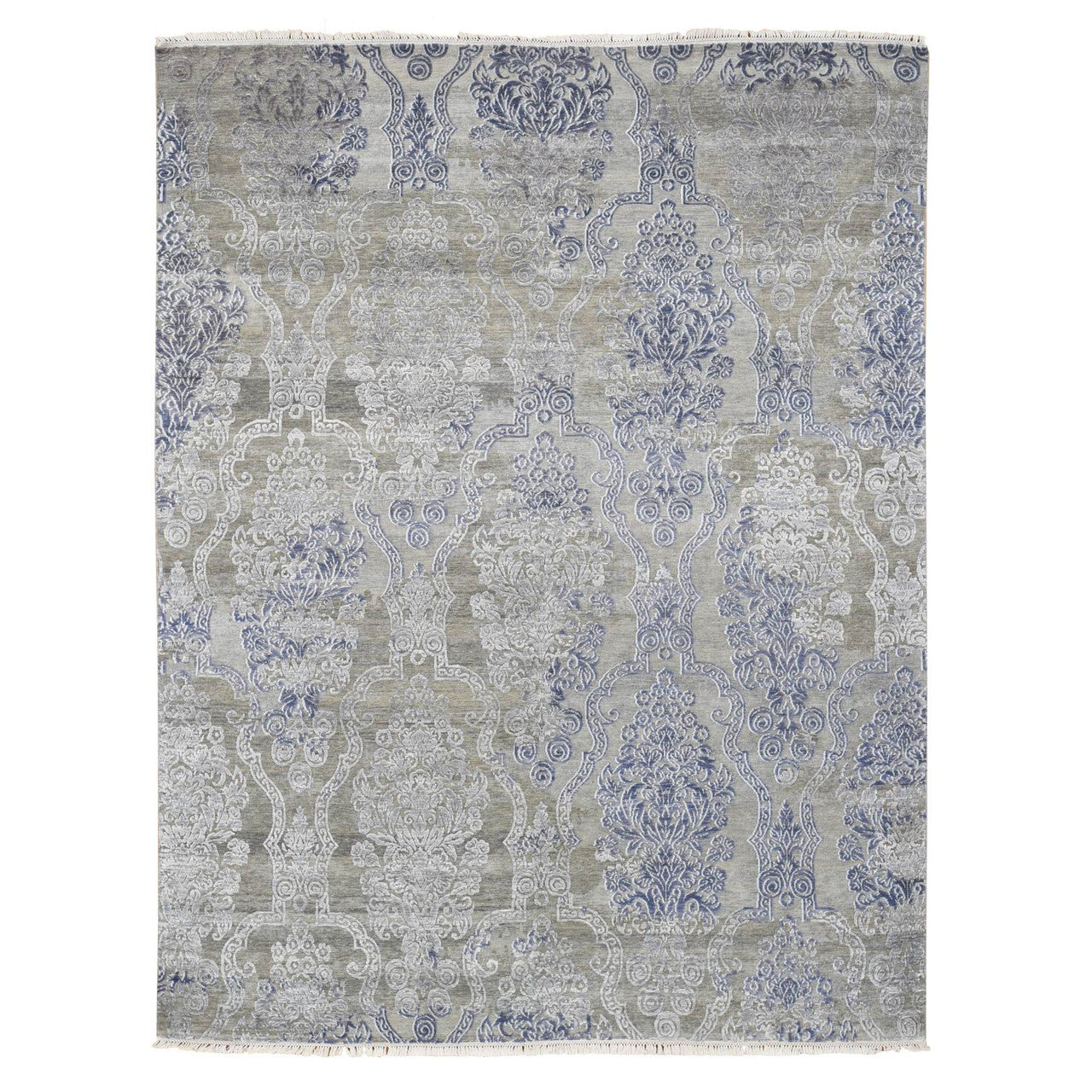 Gray 8'1" x 10'4" Modern and Contemporary Hand knotted Wool/Silk Rug - Sku: O080386