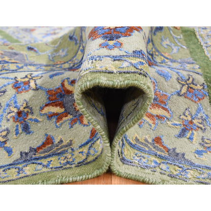 Transitional Wool & Silk Hand Knotted Rug Green No Border 7.9X9.10 -O080388