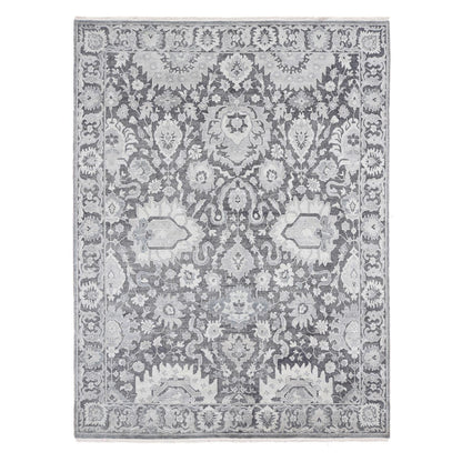 Oushak And Peshawar Wool & Silk Hand Knotted Rug Grey Gray 7.10X10.4 -O080392