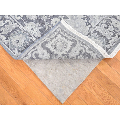 Oushak And Peshawar Wool & Silk Hand Knotted Rug Grey Gray 7.10X10.4 -O080392