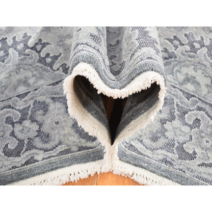 Oushak And Peshawar Wool & Silk Hand Knotted Rug Grey Gray 7.10X10.4 -O080392