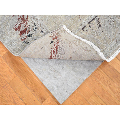 Transitional Wool & Silk Hand Knotted Rug Beige Beige 8.2X10.3 -O080394