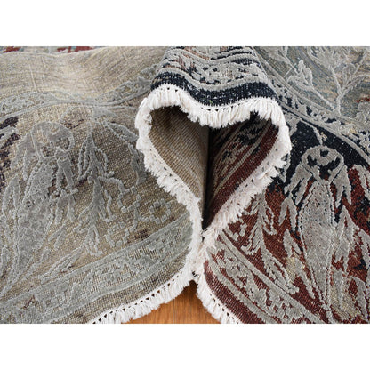 Transitional Wool & Silk Hand Knotted Rug Beige Beige 8.2X10.3 -O080394