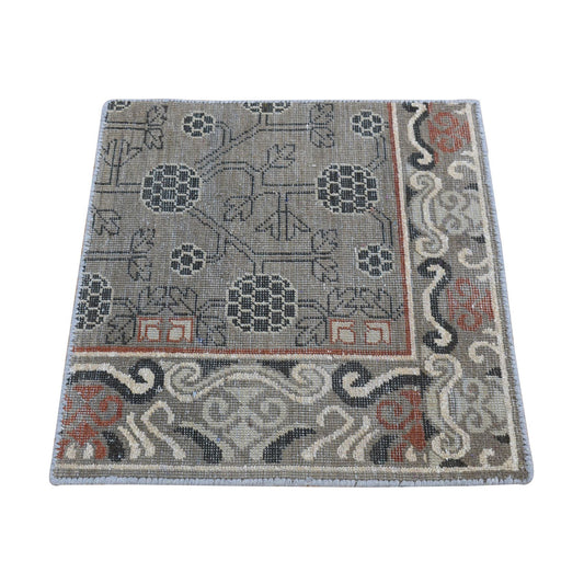 Khotan and Samarkand Wool Hand Knotted Rug Brown Brown 2.1X2.2 -O080399