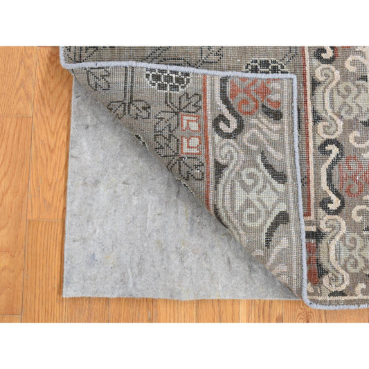 Khotan and Samarkand Wool Hand Knotted Rug Brown Brown 2.1X2.2 -O080399