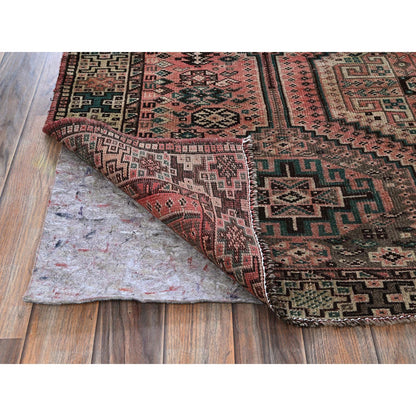 Overdyed & Vintage Wool Hand Knotted Rug Red 5.2x8.0 -O0803