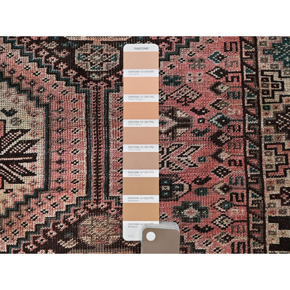 Overdyed & Vintage Wool Hand Knotted Rug Red 5.2x8.0 -O0803