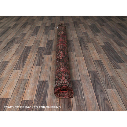 Overdyed & Vintage Wool Hand Knotted Rug Red 5.2x8.0 -O0803