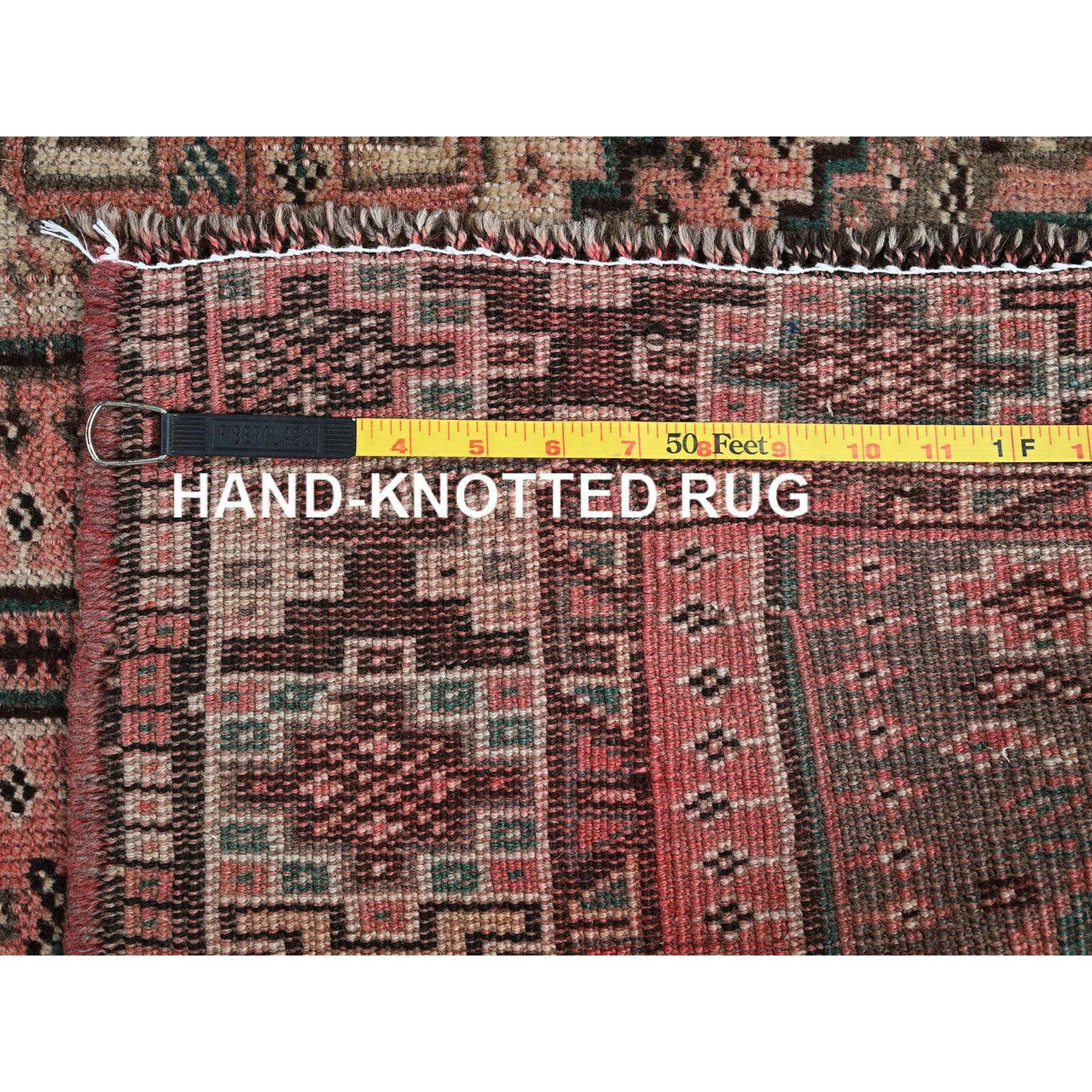 Overdyed & Vintage Wool Hand Knotted Rug Red 5.2x8.0 -O0803