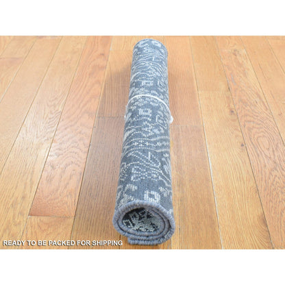 Modern and Contemporary Wool & Silk Hand Knotted Rug Grey No Border 2.1X2.1 -O080400