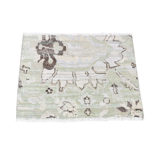 Oushak And Peshawar Wool & Silk Hand Knotted Rug Green No Border 1.7X2.0 -O080408