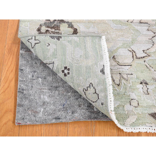 Oushak And Peshawar Wool & Silk Hand Knotted Rug Green No Border 1.7X2.0 -O080408