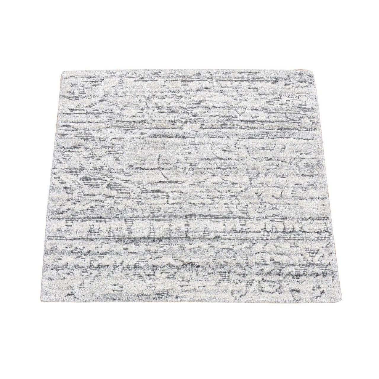 Gray 1'10" x 2'0" Modern and Contemporary Handloom Wool Rug - Sku: O080409