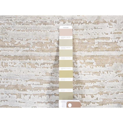 Modern and Contemporary Wool & Silk Hand Knotted Rug Beige No Border 2.0X3.0 -O080415