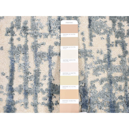 Modern and Contemporary Wool & Silk Hand Knotted Rug Ivory No Border 2.1X3.1 -O080416