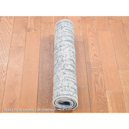 Modern and Contemporary Wool & Silk Hand Knotted Rug Ivory No Border 2.1X3.1 -O080416