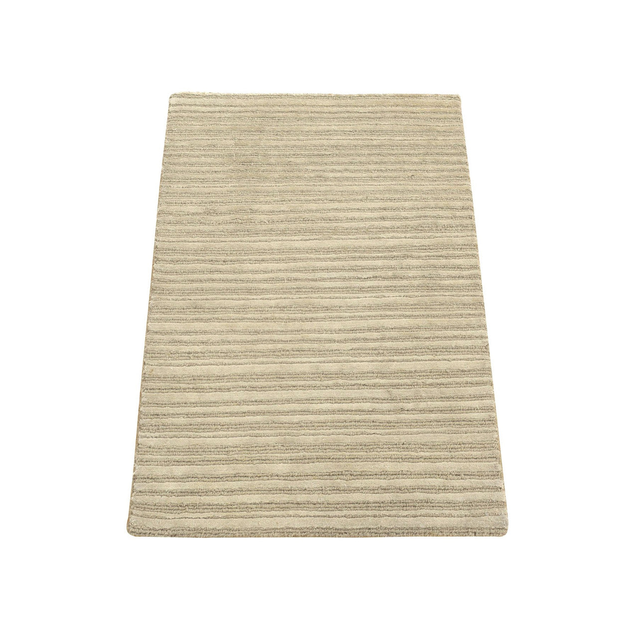 Beige 2'0" x 3'0" Modern and Contemporary Handloom Wool/Silk Rug - Sku: O080417