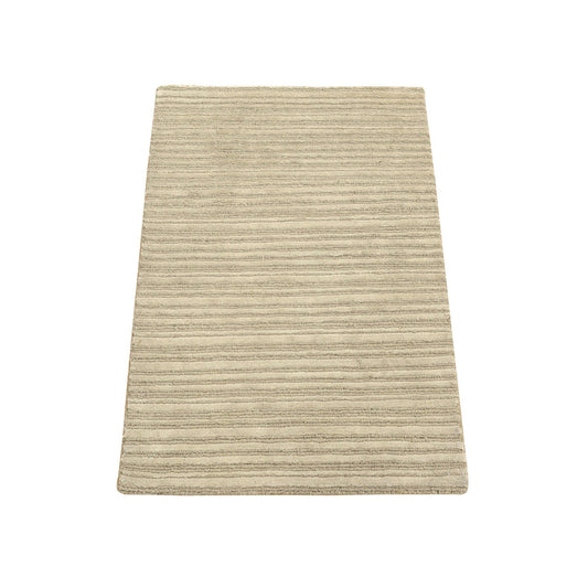 Modern and Contemporary Wool & Silk Hand Loomed Rug Beige No Border 2.0X3.0 -O080417