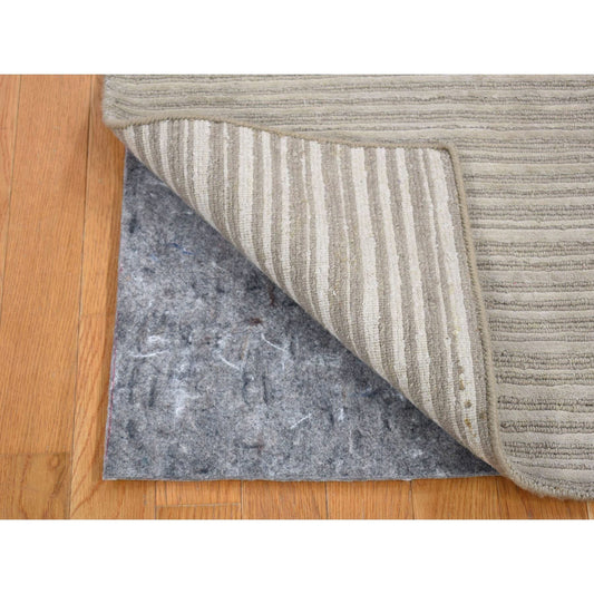 Modern and Contemporary Wool & Silk Hand Loomed Rug Beige No Border 2.0X3.0 -O080417