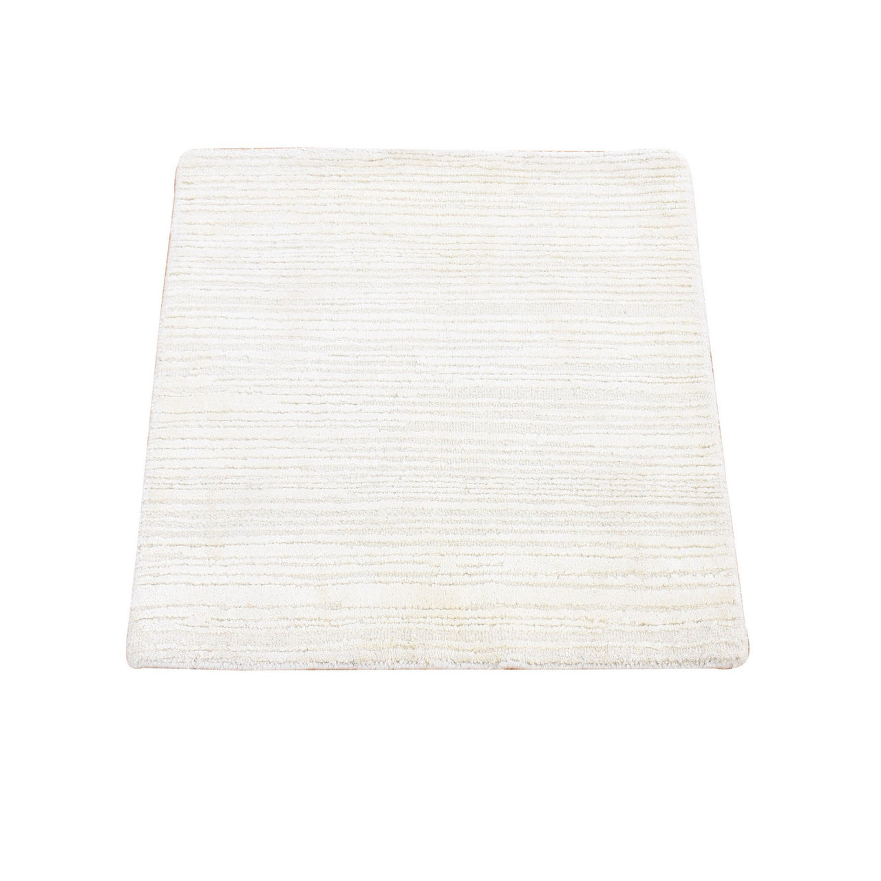 Ivory 2'1" x 2'1" Modern and Contemporary Handloom Wool/Silk Rug - Sku: O080418