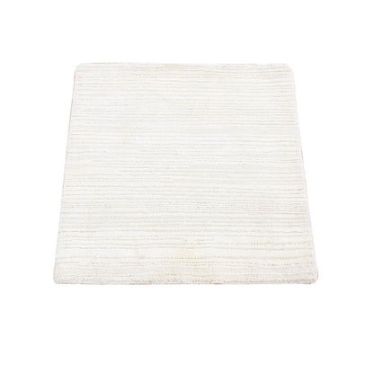 Modern and Contemporary Wool & Silk Hand Loomed Rug Ivory No Border 2.1X2.1 -O080418