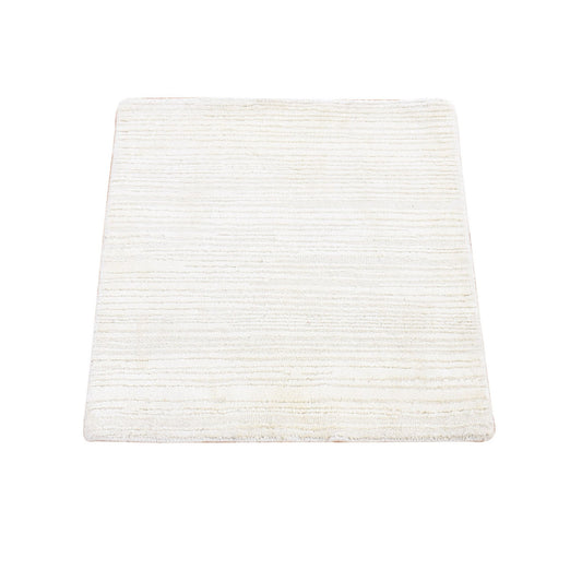 Modern and Contemporary Wool & Silk Hand Loomed Rug Ivory No Border 2.1X2.1 -O080418