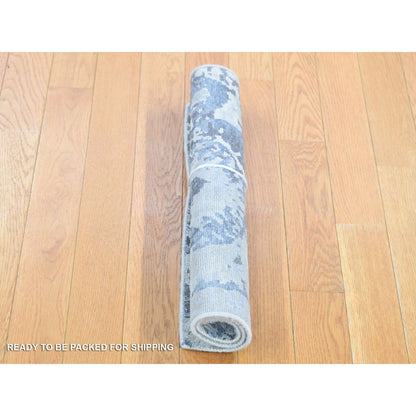 Modern and Contemporary Wool & Silk Hand Knotted Rug Beige No Border 2.0X2.1 -O080419