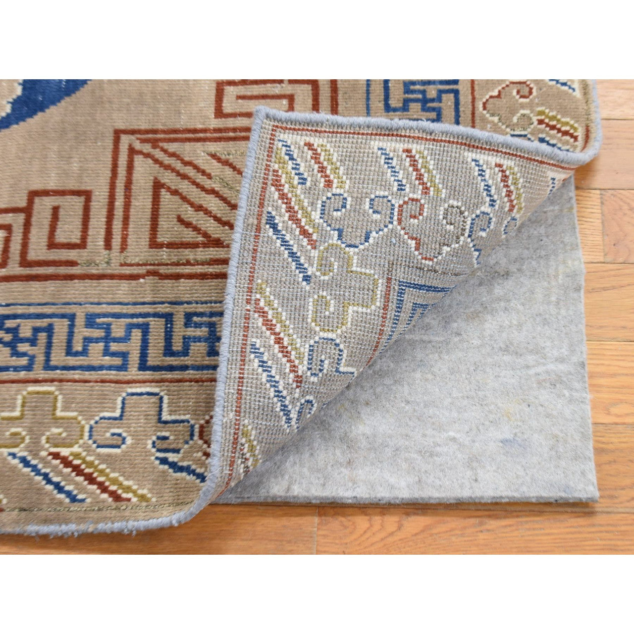 Beige 2'1" x 2'2" Khotan and Samarkand Hand knotted Wool Rug - Sku: O080421