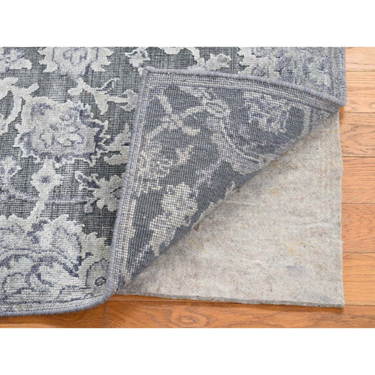 Oushak And Peshawar Wool & Silk Hand Knotted Rug Grey No Border 2.0X2.1 -O080422