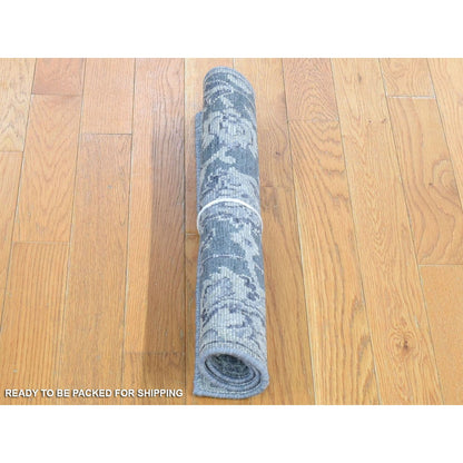 Oushak And Peshawar Wool & Silk Hand Knotted Rug Grey No Border 2.0X2.1 -O080422