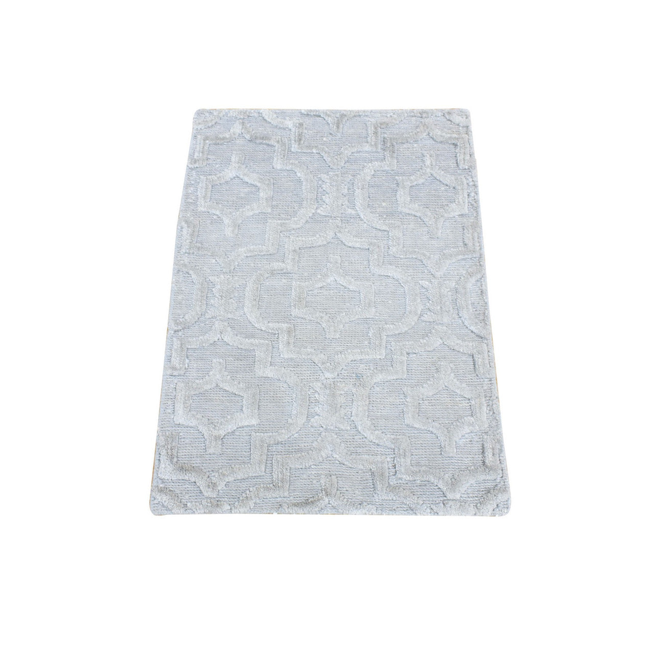 Gray 2'0" x 2'10" Modern and Contemporary Hand knotted Wool/Silk Rug - Sku: O080423