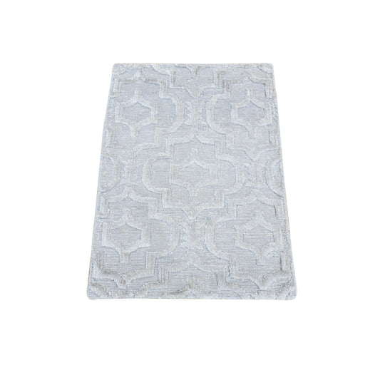 Modern and Contemporary Wool & Silk Hand Knotted Rug Grey No Border 2.0X2.10 -O080423