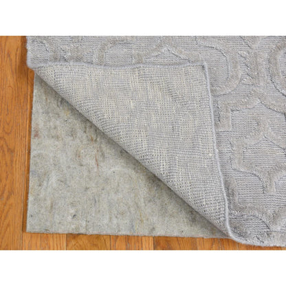 Modern and Contemporary Wool & Silk Hand Knotted Rug Grey No Border 2.0X2.10 -O080423