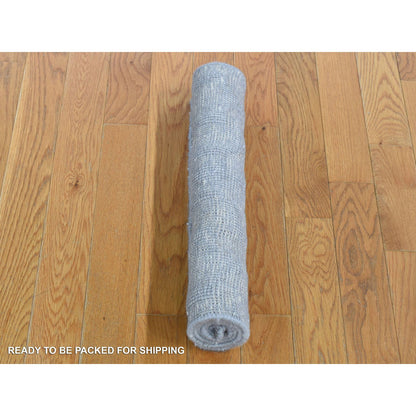 Modern and Contemporary Wool & Silk Hand Knotted Rug Grey No Border 2.0X2.10 -O080423