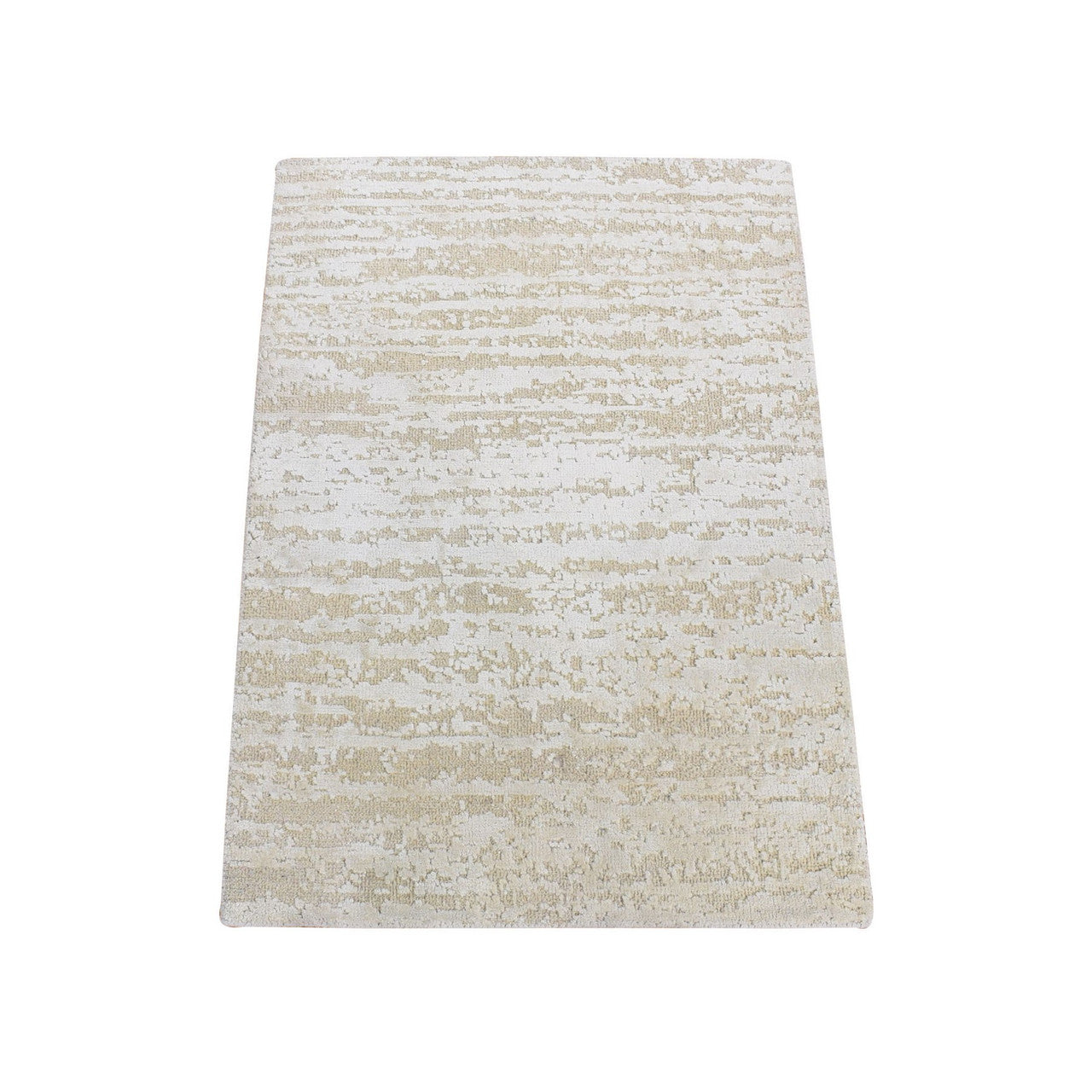 Ivory 2'0" x 3'0" Modern and Contemporary Hand knotted Wool/Silk Rug - Sku: O080430