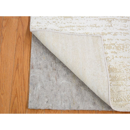 Modern and Contemporary Wool & Silk Hand Knotted Rug Ivory No Border 2.0X3.0 -O080430