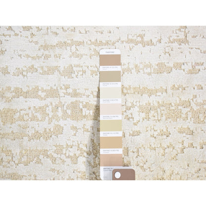 Modern and Contemporary Wool & Silk Hand Knotted Rug Ivory No Border 2.0X3.0 -O080430