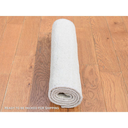 Modern and Contemporary Wool & Silk Hand Knotted Rug Ivory No Border 2.0X3.0 -O080430