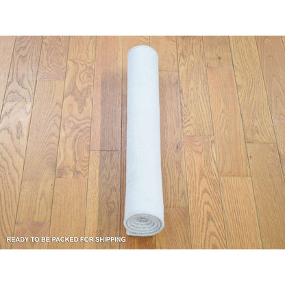 Modern and Contemporary Wool & Silk Hand Loomed Rug Ivory No Border 2.0X3.0 -O080431