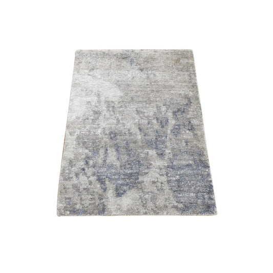Modern and Contemporary Wool & Silk Hand Knotted Rug Grey No Border 2.0X2.10 -O080433