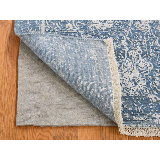 Modern and Contemporary Wool & Silk Hand Knotted Rug Blue No Border 2.1X3.0 -O080434