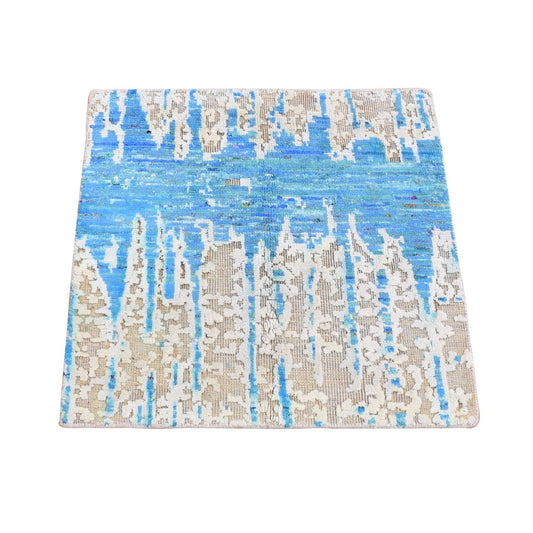 Modern and Contemporary Wool & Silk Hand Knotted Rug Beige No Border 2.0X2.0 -O080436