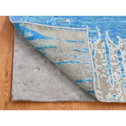 Modern and Contemporary Wool & Silk Hand Knotted Rug Beige No Border 2.0X2.0 -O080436