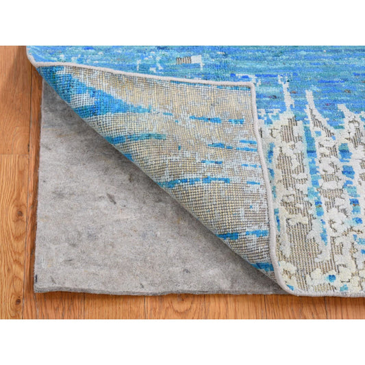 Modern and Contemporary Wool & Silk Hand Knotted Rug Beige No Border 2.0X2.0 -O080436