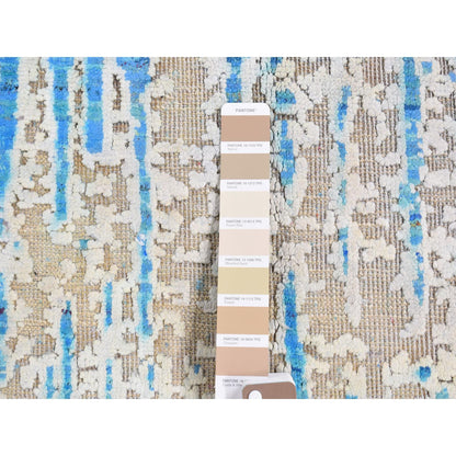 Modern and Contemporary Wool & Silk Hand Knotted Rug Beige No Border 2.0X2.0 -O080436