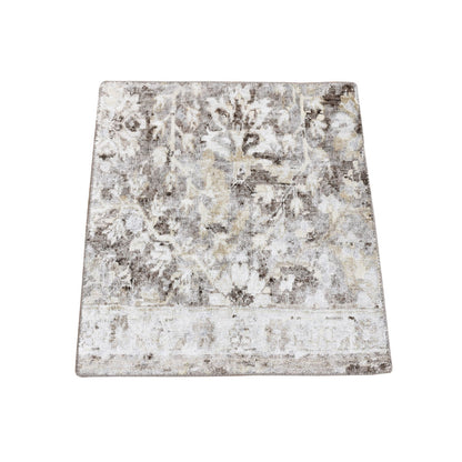 Modern and Contemporary Wool & Silk Hand Knotted Rug Grey No Border 2.0X2.0 -O080439