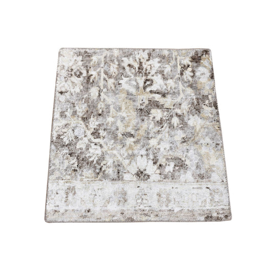 Modern and Contemporary Wool & Silk Hand Knotted Rug Grey No Border 2.0X2.0 -O080439