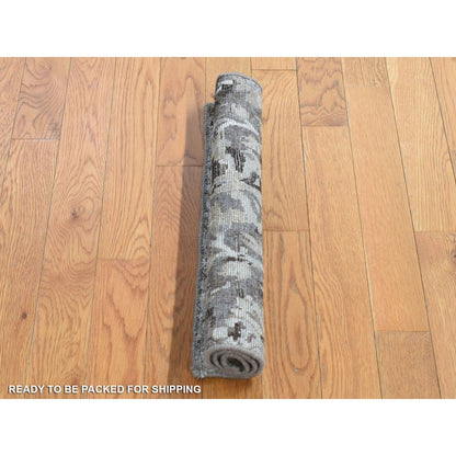 Modern and Contemporary Wool & Silk Hand Knotted Rug Grey No Border 2.0X2.0 -O080439