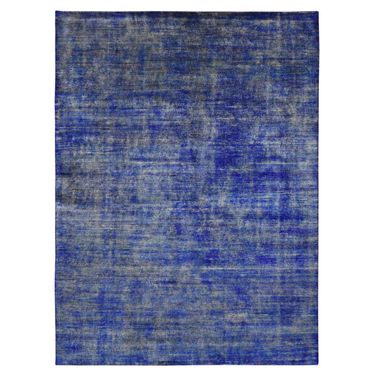 Modern and Contemporary Sari Silk Hand Knotted Rug Purple No Border 8.9X12.0 -O080446