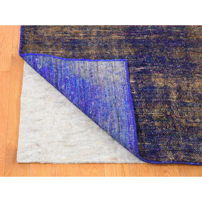 Modern and Contemporary Sari Silk Hand Knotted Rug Purple No Border 8.9X12.0 -O080446